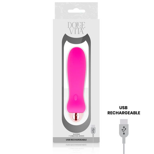 DOLCE VITA - UPPLADDNINGSBAR VIBRATOR FEM ROSA 7 HASTIGHETER