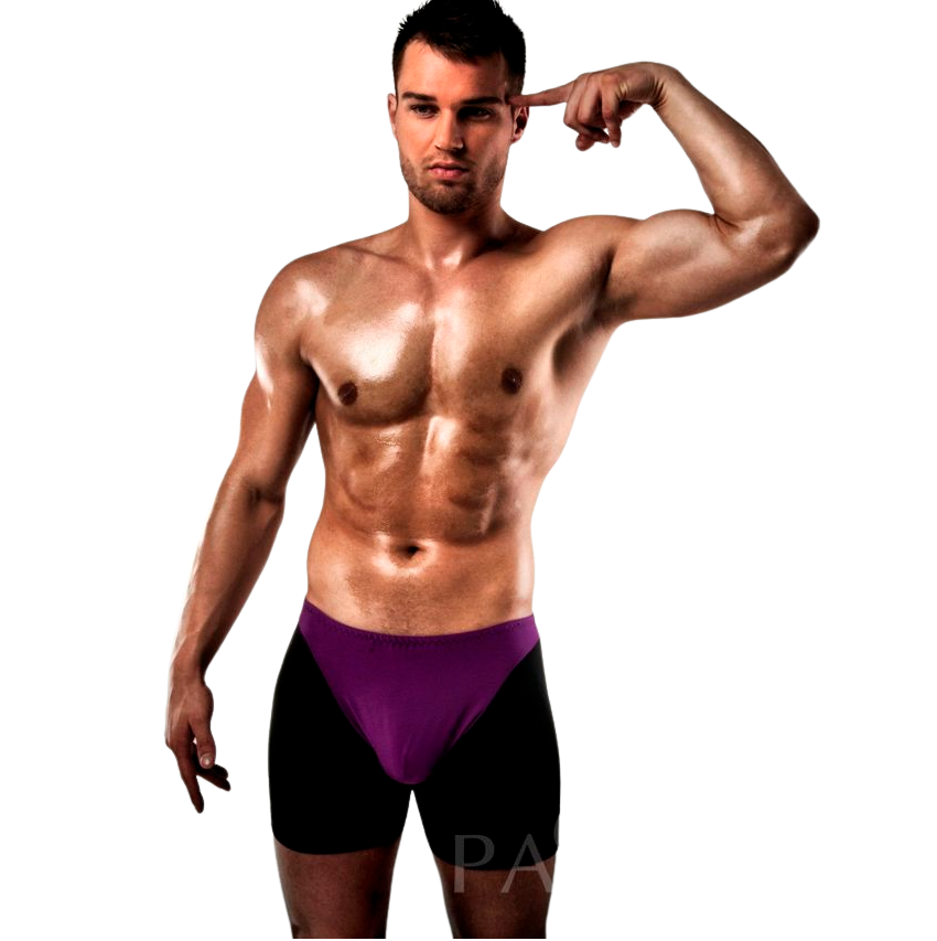 PASSION - BOXER 009 LILAC/BLACK EROTIC LINGERIE S/M - Kink&Play