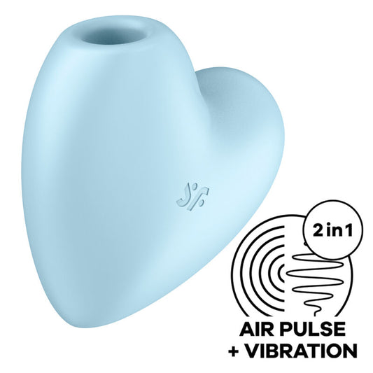 SATISFYER - CUTIE HEART LUFTPULSSTIMULATOR &amp; VIBRATOR BLÅ