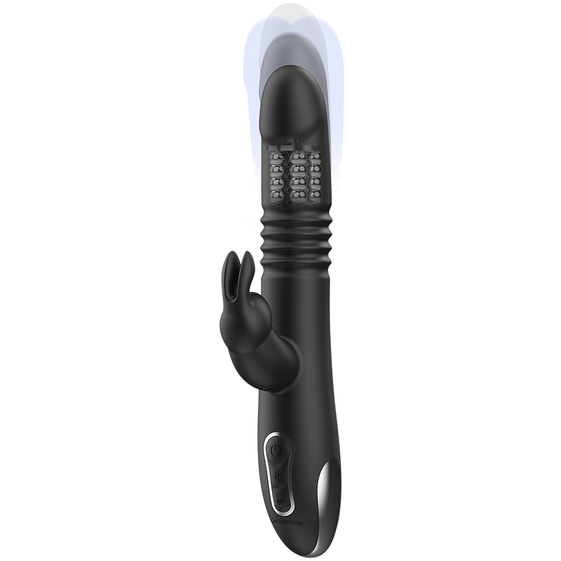 BLACK&SILVER - KENJI UP & DOWN RABBITVIBRATOR + WATCHME FJÄRRKONTROLL