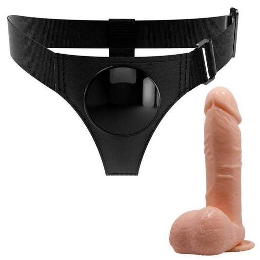 PRETTY LOVE - HARNESS BRIEFS UNIVERSAL HARNESS MED DILDO TOM 20 CM NUDE