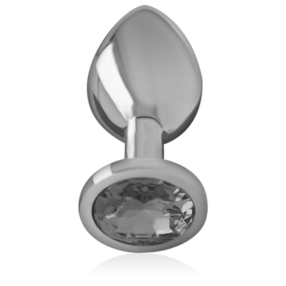 INTENSE - ANALPLUGG I ALUMINIUM MED SVART KRISTALL, STORLEK S