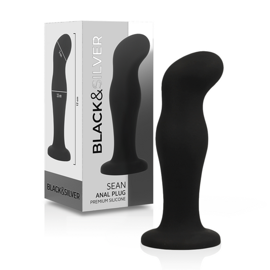 BLACK&SILVER - SEAN ANALPLUGG I PREMIUMSILIKON SVART