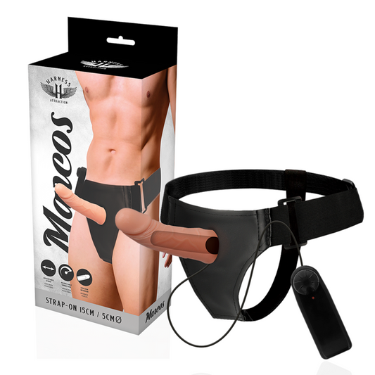 HARNESS ATTRACTION - RNES IHÅLIGA RAMAR MED VIBRATOR 15 CM -O- 5 CM