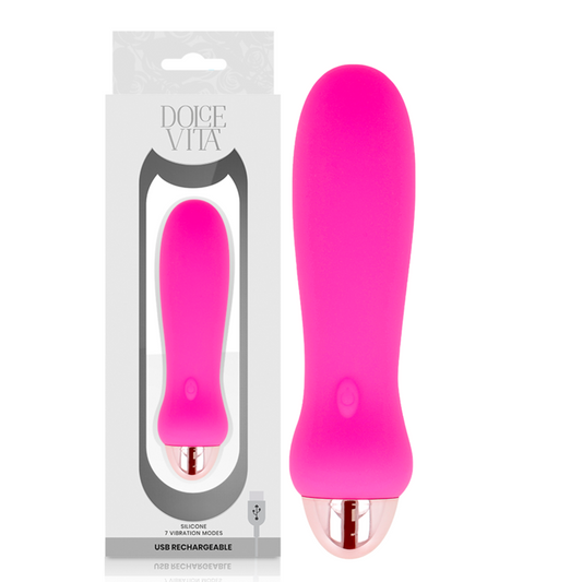 DOLCE VITA - UPPLADDNINGSBAR VIBRATOR FEM ROSA 7 HASTIGHETER