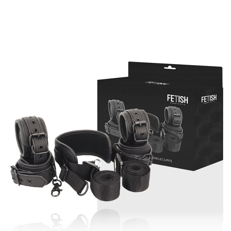 FETISH SUBMISSIVE - MASTER POSITION WITH 4 NOPRENE-LINED HANDCUFFS - Kink&Play