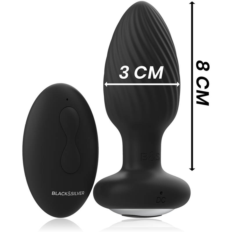 BLACK&SILVER - WELLS PLUG ANALPROPP SILIKON MED ROTERANDE FUNKTION OCH FJÄRRKONTROLL
