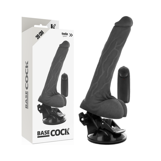 BASECOCK - REALISTISK NATURLIG FJÄRRKONTROLLAD VIBRATOR MED TESTIKLAR 20 CM -O- 4 CM