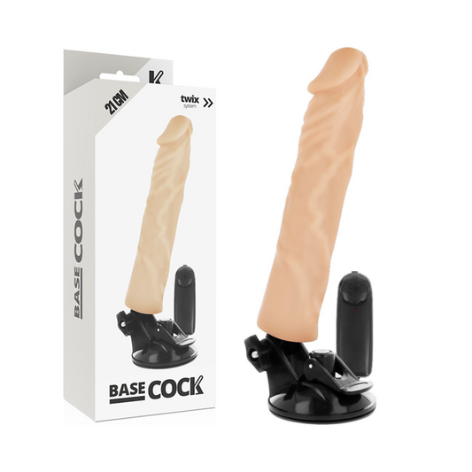 BASECOCK - REALISTISK VIBRATOR FJÄRRKONTROLL NUDE 21 CM -O- 4 CM