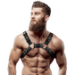 FETISH SUBMISSIVE ATTITUDE - MENS ADJUSTABLE ECO-LEATHER CHEST BULLDOG HARNESS