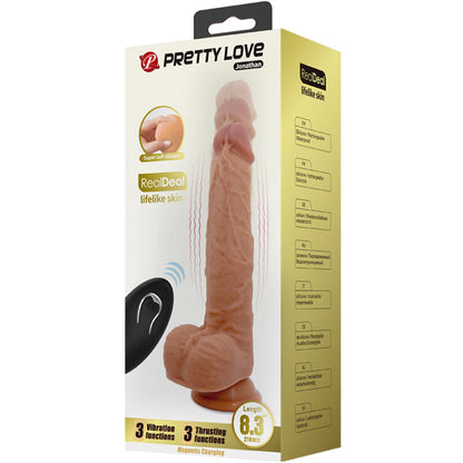PRETTY LOVE - JONATHAN SILIKONDILDO 3 VIBRATIONER + 3 INFÖRNINGSMÅTT FJÄRRKONTROLL 21 CM