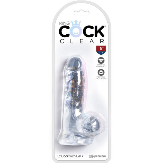 KING COCK - KLAR REALISTISK PENIS MED PUNG 10,1 CM TRANSPARENT
