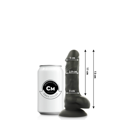 COCK MILLER - SILIKONDELDO MED HÖG DENSITET, BÖJBAR, SVART, 13 CM
