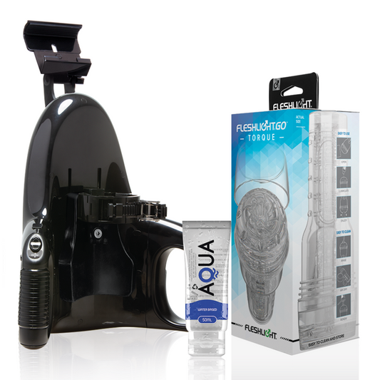 FLESHLIGHT - GO MASTURBATOR TORQUE ICE + UNIVERSAL LAUNCH + AQUA KVALITETSGLIDMEDEL 50 ML
