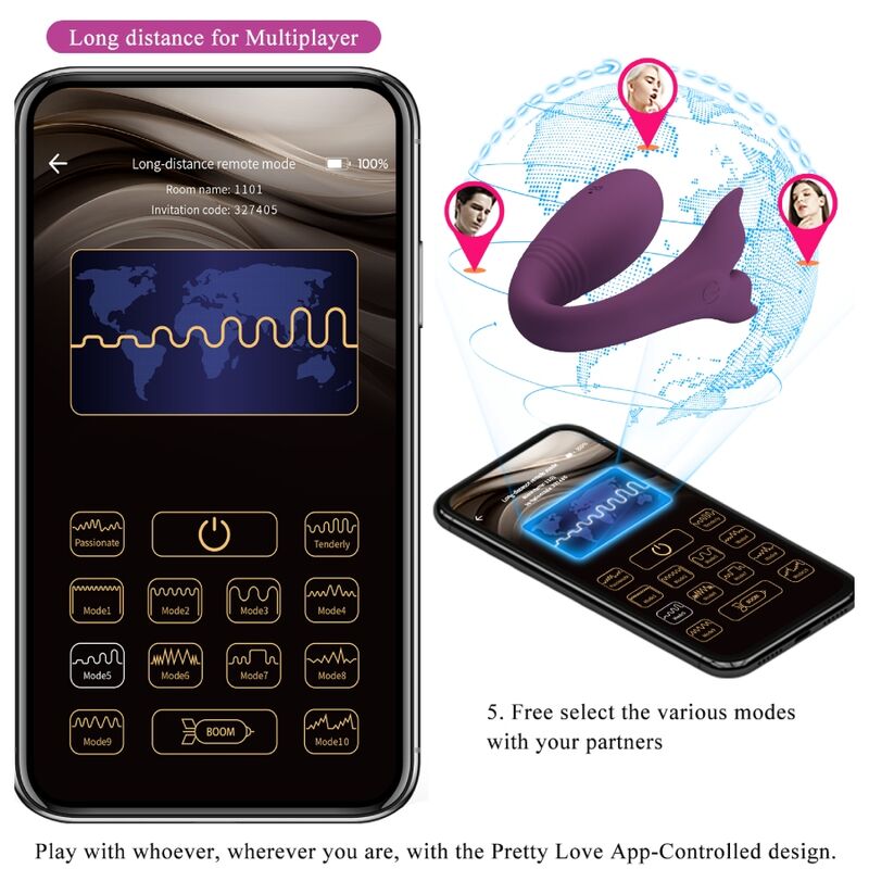 PRETTY LOVE - JAYLEEN VIBRATOR FJÄRRKONTROLL APP LILA