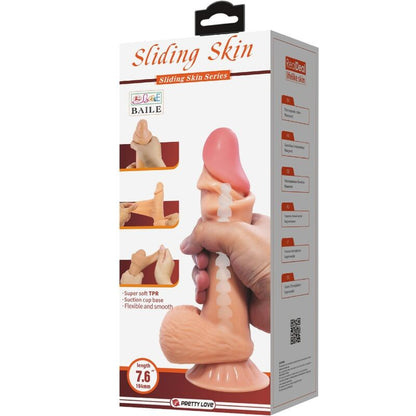 PRETTY LOVE - SLIDING SKIN SERIES REALISTISK DILDO MED SKJUVBAR HUD SUGKOPP 19,4 CM
