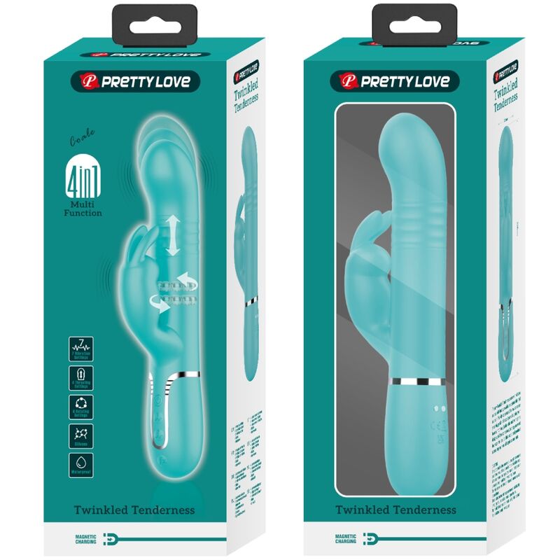 PRETTY LOVE - COALE KANINVIBRATOR PÄRLOR AQUA GRÖN