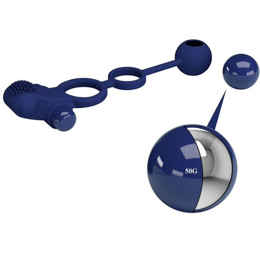 PRETTY LOVE - REMINGTON DUBBELVIBRERINGSRING MED PLUGG BLÅ