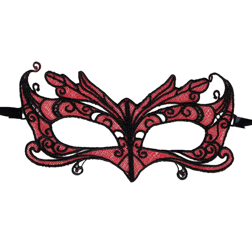 QUEEN LINGERIE - SPETSMASK MED RÖDA DETALJER