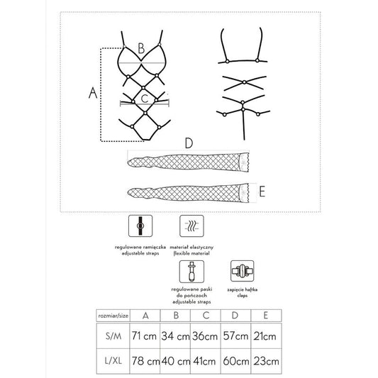 LIVCO KORSETTIMODE - THIARA LC 20213 SET BODY + STRUMPOR SVART S/M