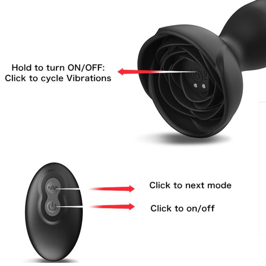 ARMONY - EXTREME A BLOOM ROSE VIBRATOR &amp; ANALPLUGG FJÄRRKONTROLL SVART