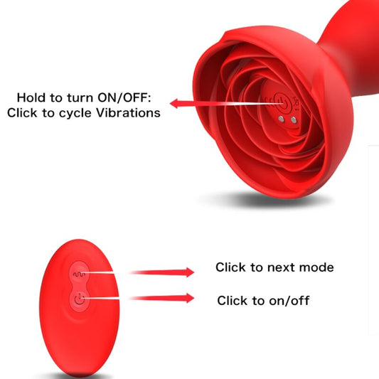 ARMONY - EXTREME A BLOOM ROSE VIBRATOR &amp; ANALPLUGG FJÄRRKONTROLL RÖD