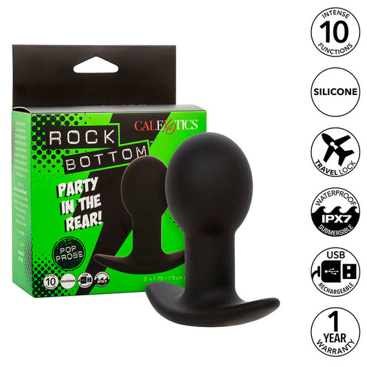 CALEXOTICS - ROCK BOTTOM ANALPLUGG 10 VIBRATIONER SILIKON SVART