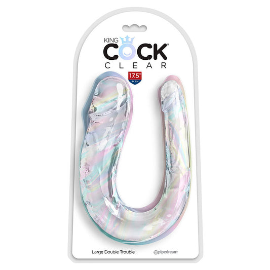KING COCK - DOUBLE TROUBLE DUBBELDILDO 44 CM CLEAR