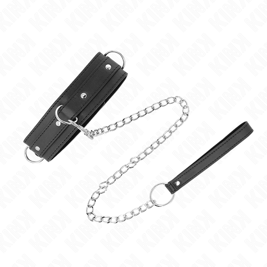 KINK - HALSBAND MED KOPPEL 65 CM 3 RINGAR MODELL 1 JUSTERBAR 38-49 CM X 5 CM