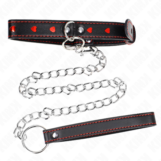 KINK - HALSBAND MED REMM 65 CM HJÄRTDETALJER 52,5 X 2,5 CM