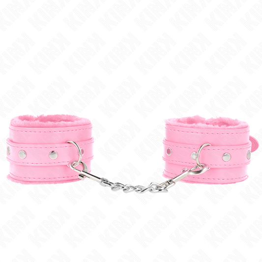 KINK - PREMIUM PÄLSFODRAD HANDLEDSBÄLTE ROSA MED ROSA BÄLTE JUSTERBART 17-29 CM X 6 CM