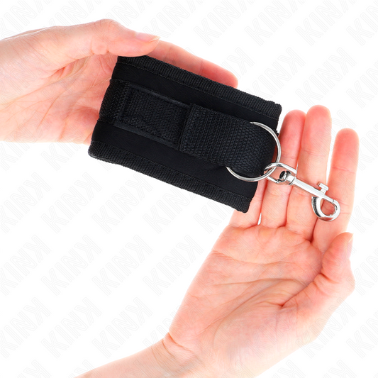 KINK - NYLONBINDNING HANDLEDSBÄLTAR MED KARDBORR OCH LOPE, SVART, MODELL 2, JUSTERBARA, 18-35 CM X 6 CM