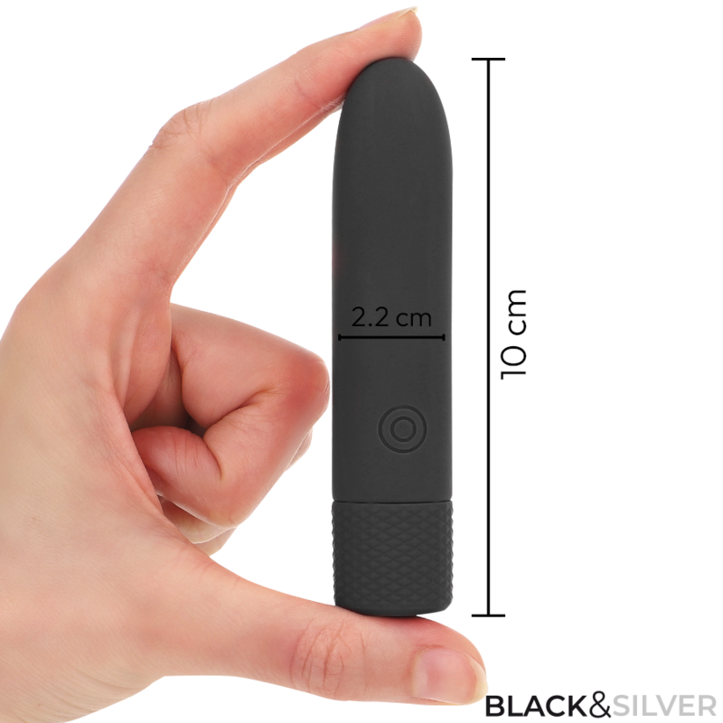 SVART & SILVER - GERI USB UPPLADDNINGSBAR VIBRERANDE KULA 8 VIBRATIONER SVART 10 X 2.2 CM