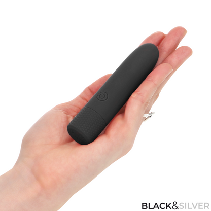 SVART & SILVER - GERI USB UPPLADDNINGSBAR VIBRERANDE KULA 8 VIBRATIONER SVART 10 X 2.2 CM