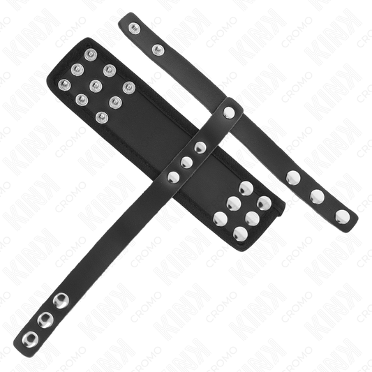 KINK - PENISRING I LÄDER MED JUSTERBAR BELAGAD BOLLAVDELNINGSREM