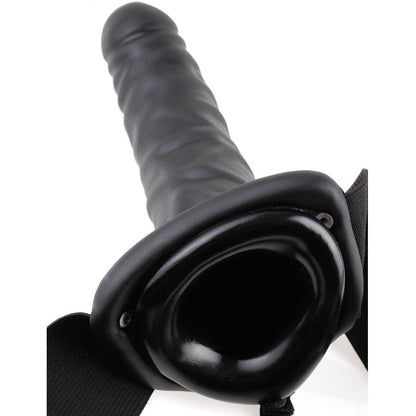 FETISH FANTASY SERIES - 19 CM VIBRATING HOLLOW STRAP-ON BLACK - Kink&Play