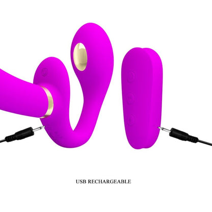PRETTY LOVE – THUNDERBIRD DUBBEL STRAP-ON VIBRATOR FJÄRRKONTROLL LILA