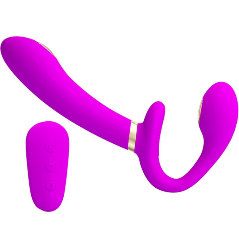 PRETTY LOVE – THUNDERBIRD DUBBEL STRAP-ON VIBRATOR FJÄRRKONTROLL LILA