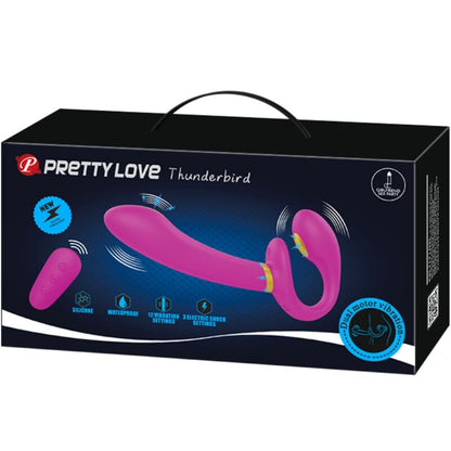 PRETTY LOVE – THUNDERBIRD DUBBEL STRAP-ON VIBRATOR FJÄRRKONTROLL LILA