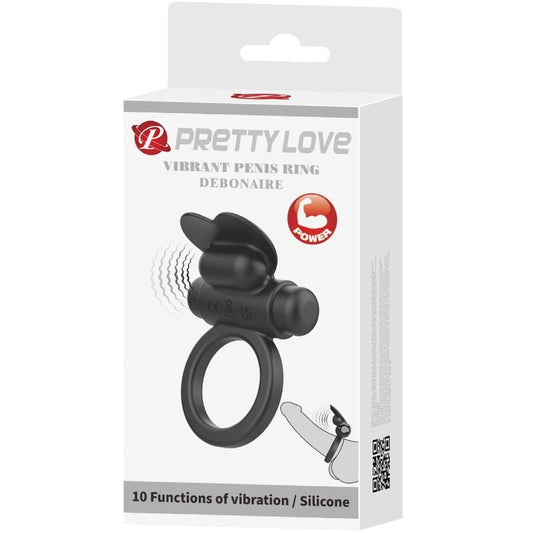 PRETTY LOVE -  DEBONAIRE VIBRATING RING RABBIT 10 VIBRATIONS SVART
