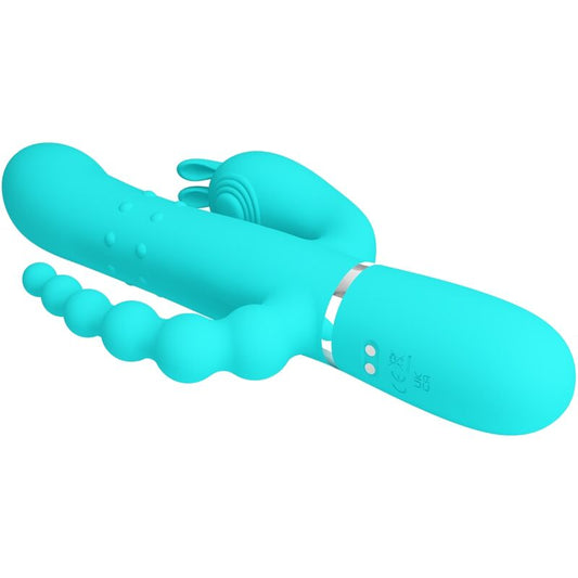 PRETTY LOVE - CAMMY 4-I-1 MULTIFUNKTIONS TRIPPEL RABBIT VIBRATOR BLÅ
