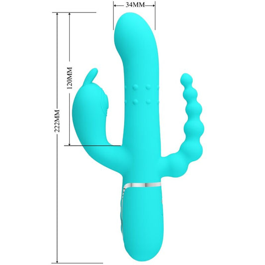 PRETTY LOVE - CAMMY 4-I-1 MULTIFUNKTIONS TRIPPEL RABBIT VIBRATOR BLÅ
