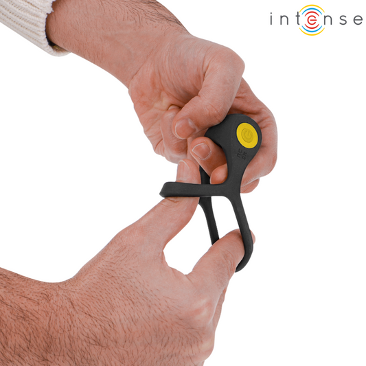INTENSIV - ALEX VIBRATOR DUBBEL PENIS RING 10 VIBRATIONER SVART