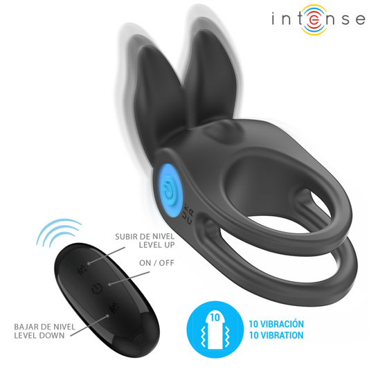 INTENSE - SAM VIBRATOR DUBBEL PENIS RING 10 VIBRATIONER SVART
