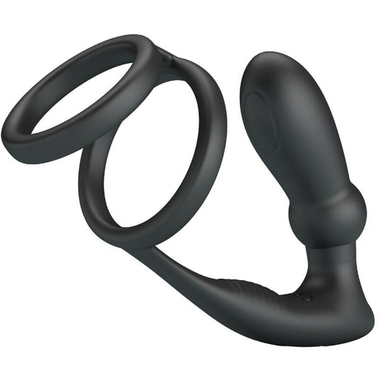 PRETTY LOVE - EMONI PENISRING + ANALPLUGG 12 VIBRATIONER SVART