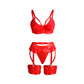 SUBBLIME - 955250 RED BONDAGE BRA WITH GARTER SET S/M