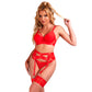 SUBBLIME - 955250 RED BONDAGE BRA WITH GARTER SET S/M