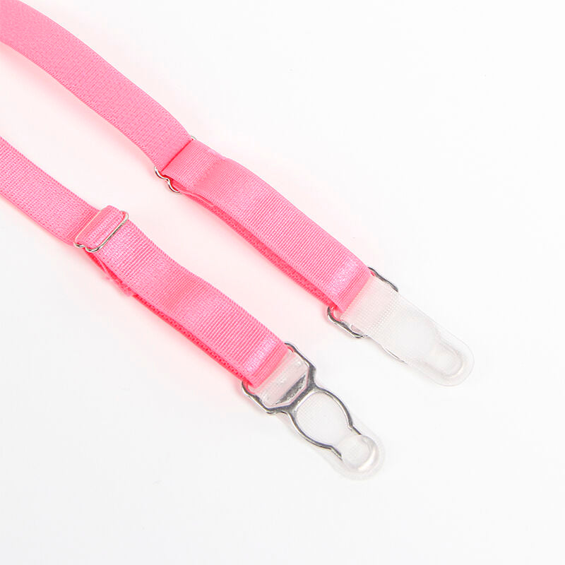 SUBBLIME - 955359 BH-SET MED SPETS OCH STRUMPEBANDSHÅLLARE ROSA OCH LILA S/M