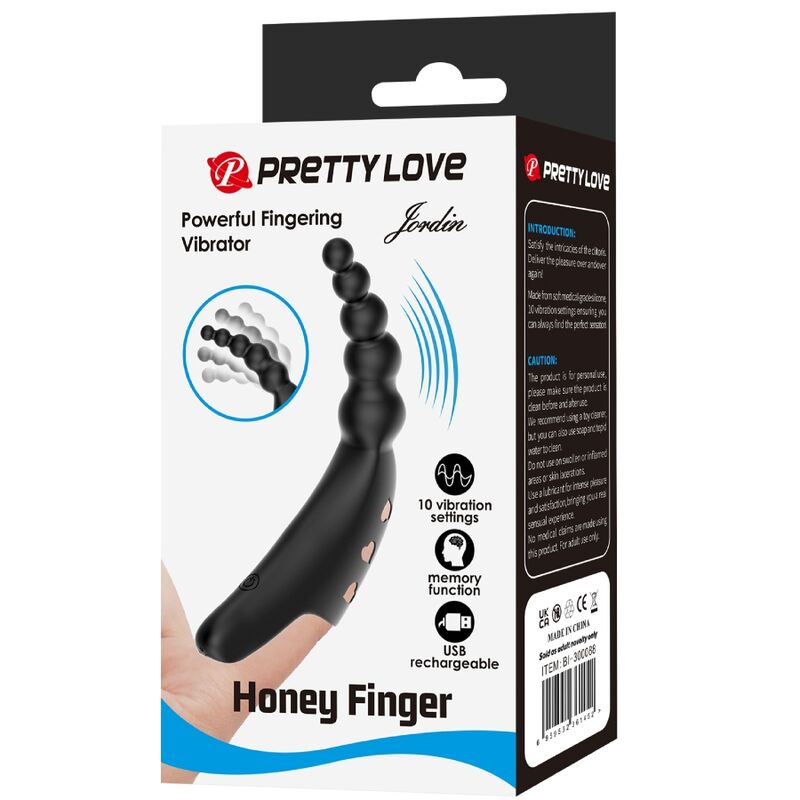 PRETTY LOVE - JORDIN FINGERVIBRATOR 10 VIBRATIONER SVART