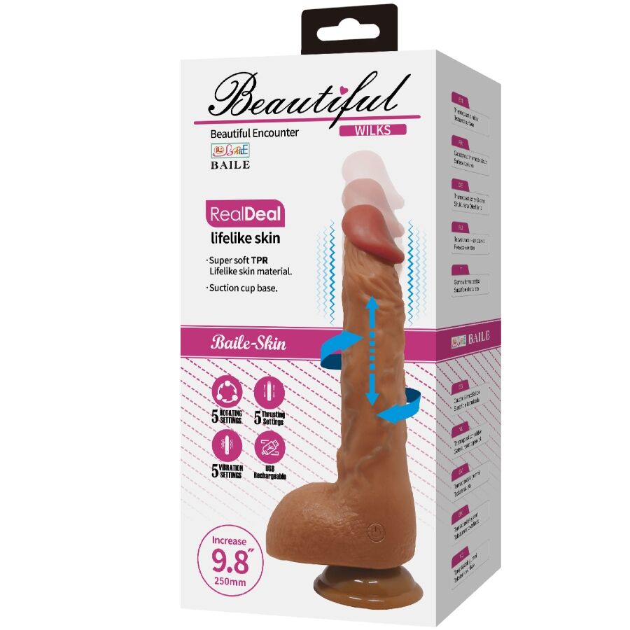 BAILE - BEAUTIFUL WILKS REALISTISK VIBRATOR MED 5 INSTÄLLNINGAR 25 CM MULATT